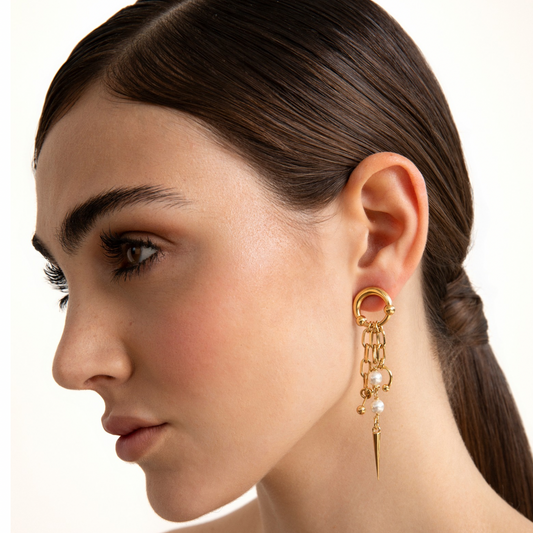 ODETTE - ORECCHINI PENDENTI CON PERLE E PIERCING