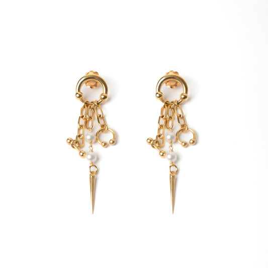 ODETTE - ORECCHINI PENDENTI CON PERLE E PIERCING