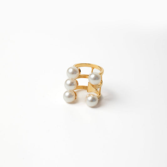 ISADORA - ANELLO RIGIDO CON PERLE E SPIKE