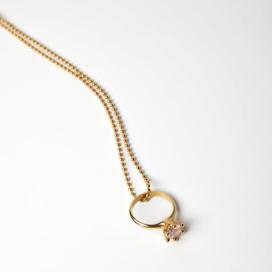KORA - COLLANA CON PENDENTE ANELLO SOLITARIO