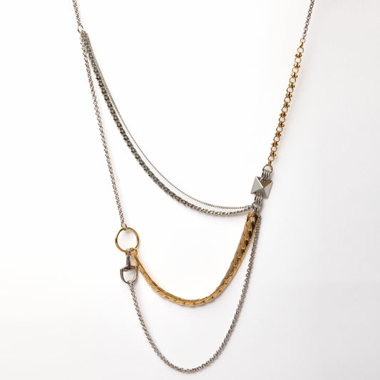 BERRY - COLLANA MULTIFILO ASIMMETRICA BICOLORE